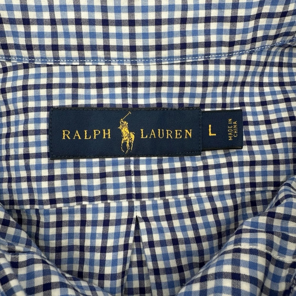 Ralph Lauren Men's Blue Large Check Button Down Shirt Casual Preppy - Picture 4 of 5
